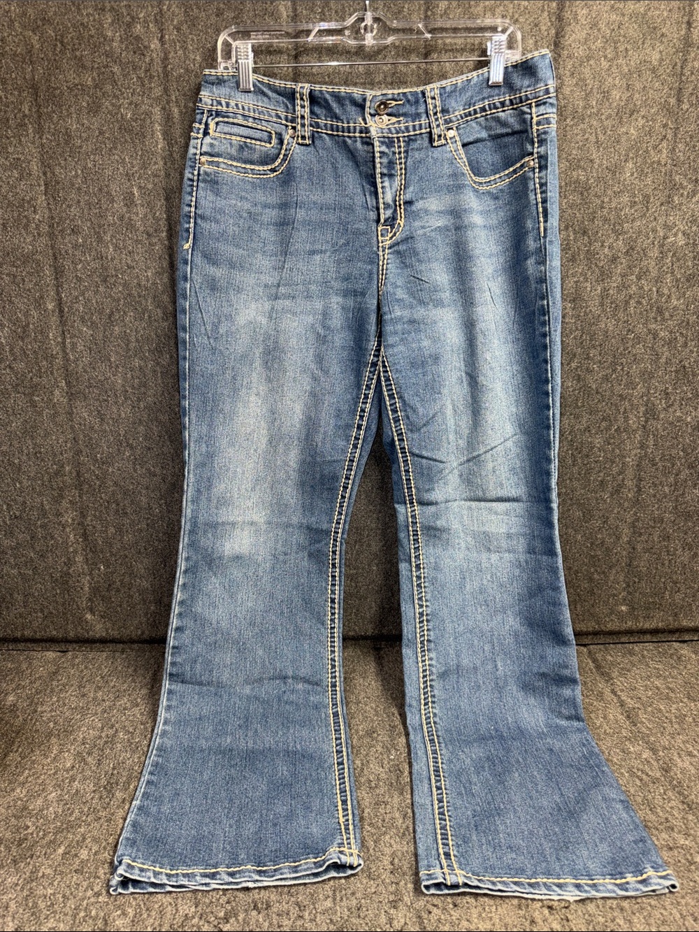 Nine West Medium Blue Flared Jeans with Contrast Stitching
